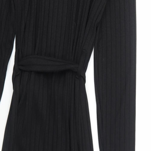 F&F Womens Black Viscose A-Line Size 16 V-Neck Button