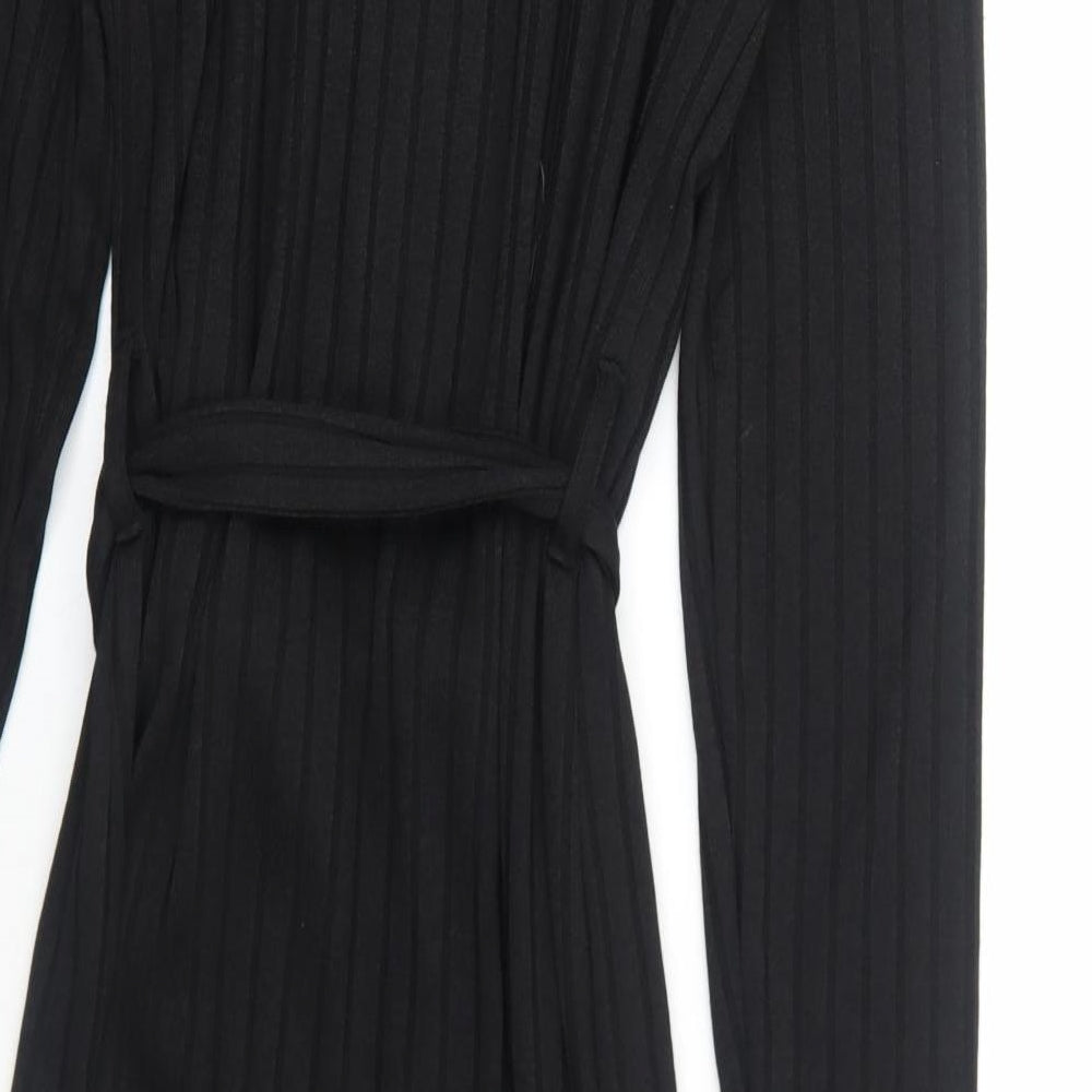 F&F Womens Black Viscose A-Line Size 16 V-Neck Button