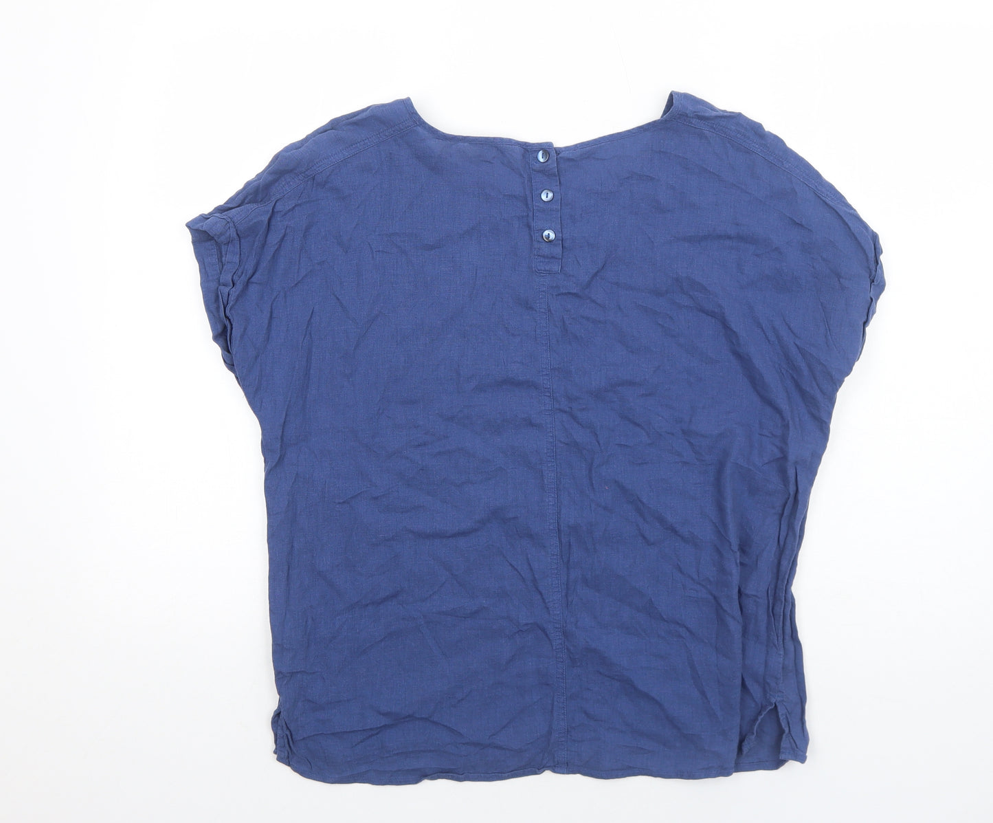 F&F Womens Blue Cotton Basic T-Shirt Size 14 Scoop Neck