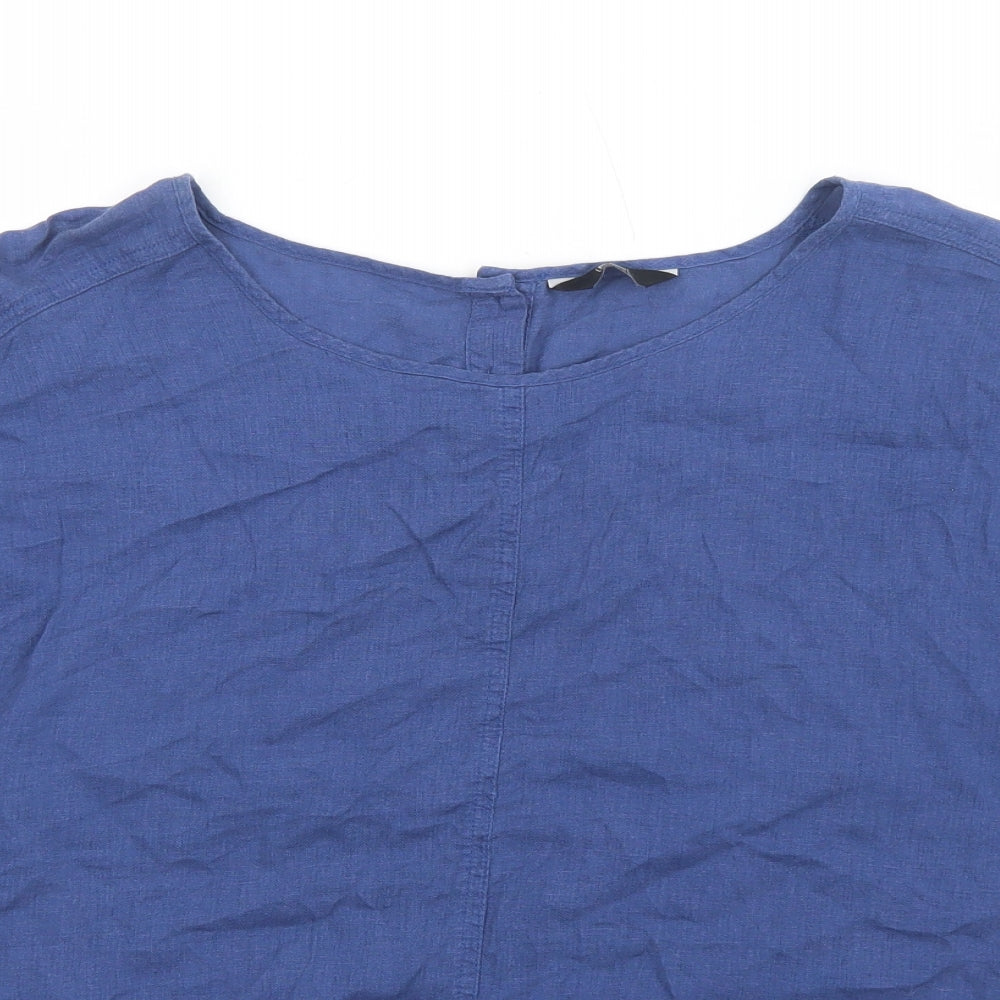 F&F Womens Blue Cotton Basic T-Shirt Size 14 Scoop Neck