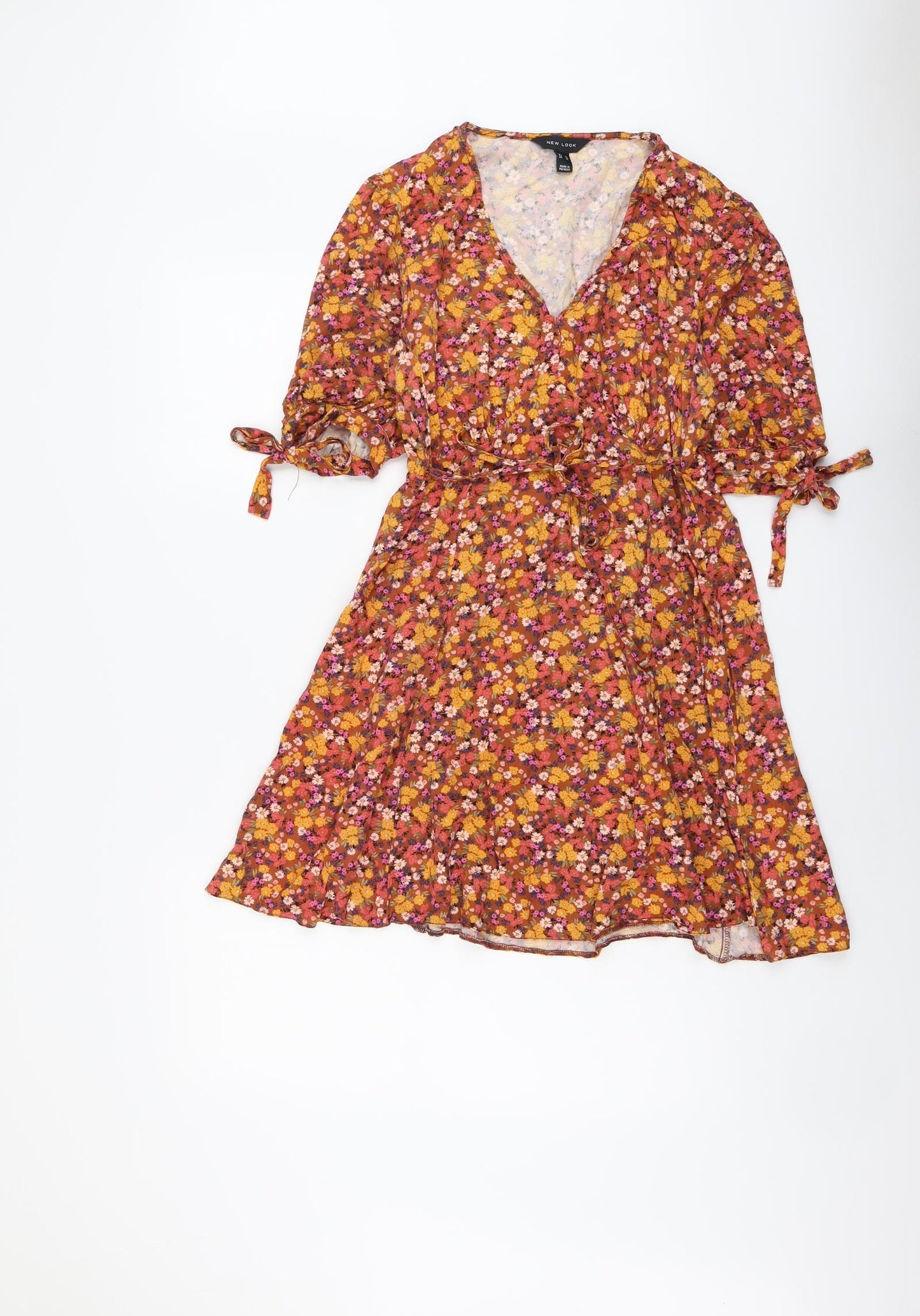 New Look Womens Multicoloured Floral Viscose Trapeze & Swing Size 14 V-Neck Pullover