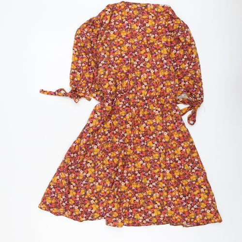 New Look Womens Multicoloured Floral Viscose Trapeze & Swing Size 14 V-Neck Pullover