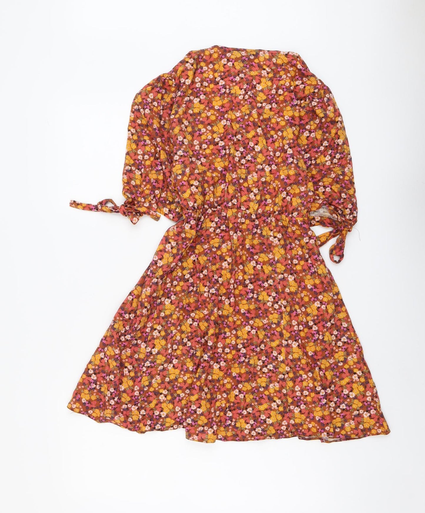 New Look Womens Multicoloured Floral Viscose Trapeze & Swing Size 14 V-Neck Pullover