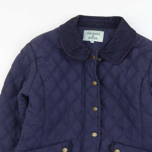 Dickins & Jones Womens Blue Quilted Jacket Size 12 Button