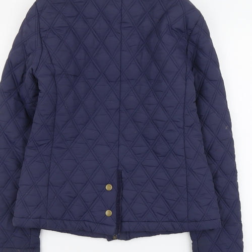 Dickins & Jones Womens Blue Quilted Jacket Size 12 Button