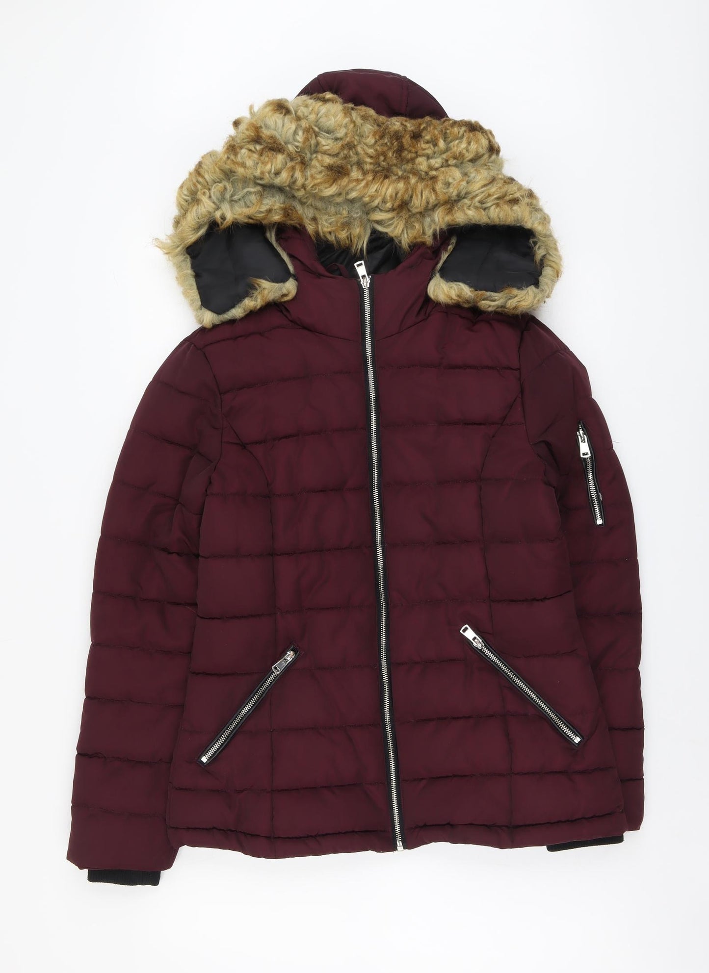 Papaya Womens Purple Puffer Jacket Jacket Size 10 Zip