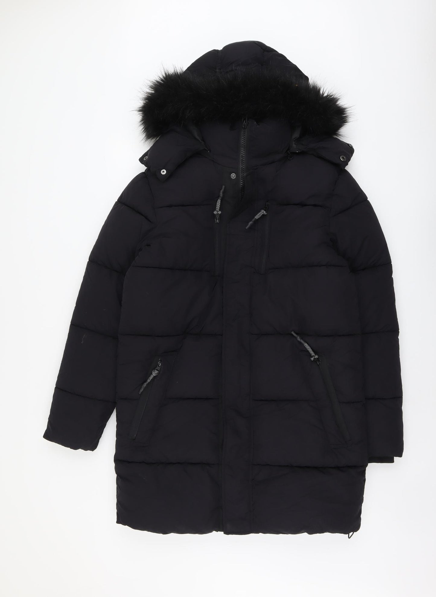 River Island Womens Black Puffer Jacket Coat Size XS Zip