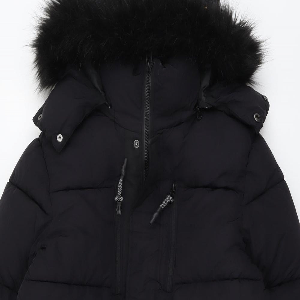 River Island Womens Black Puffer Jacket Coat Size XS Zip
