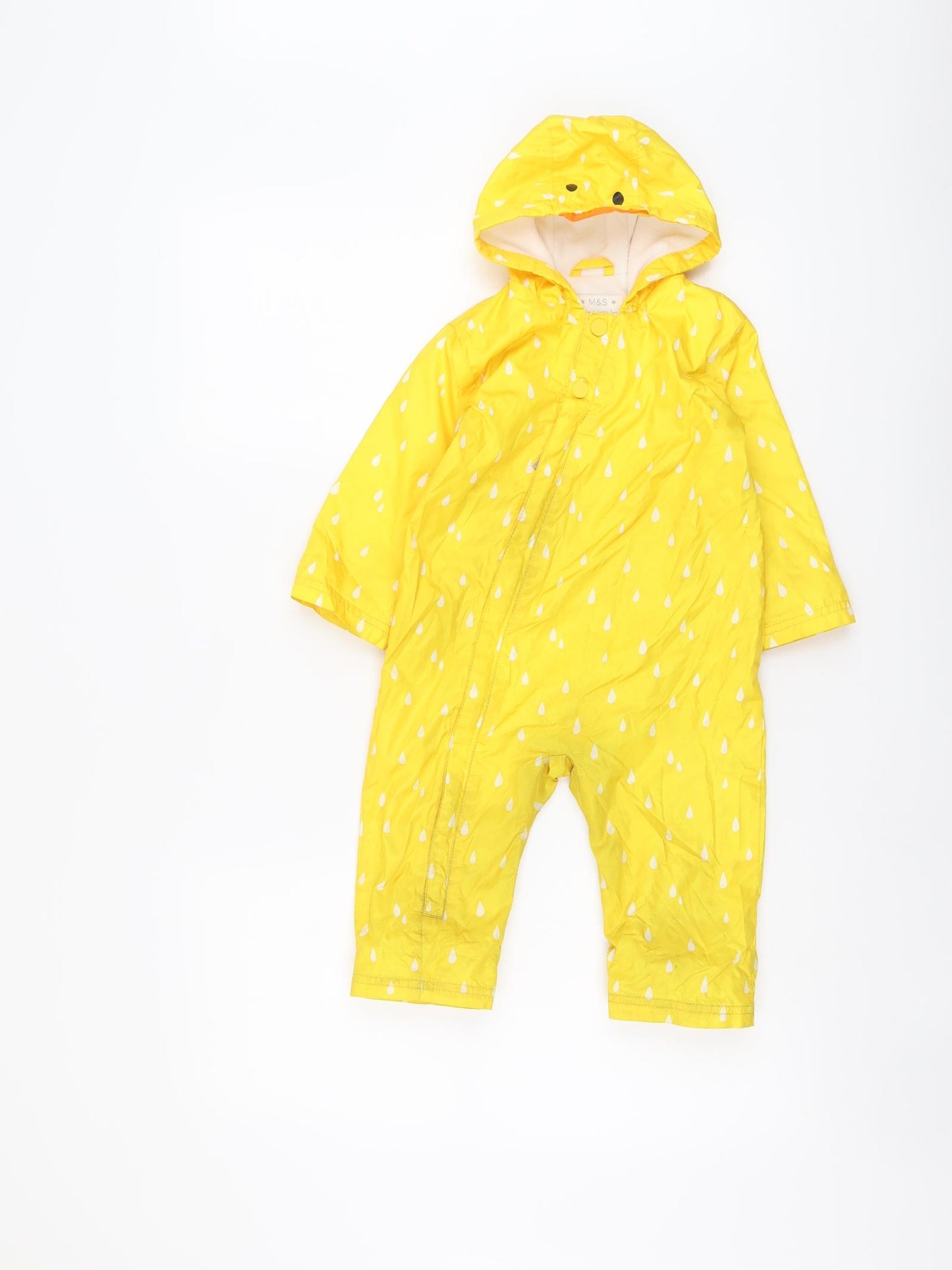 Marks and Spencer Baby Yellow Geometric Basic Coat Snowsuit Size 12-18 Months Zip