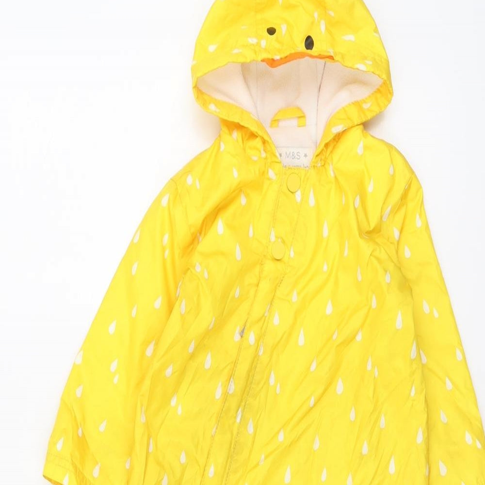 Marks and Spencer Baby Yellow Geometric Basic Coat Snowsuit Size 12-18 Months Zip