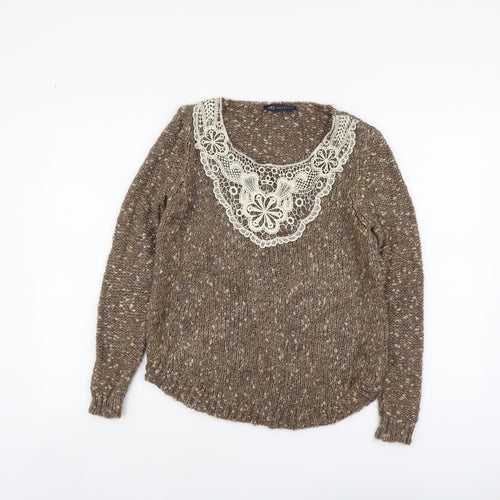 Marks and Spencer Womens Brown Round Neck Acrylic Pullover Jumper Size 8