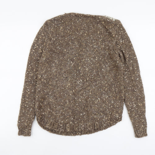 Marks and Spencer Womens Brown Round Neck Acrylic Pullover Jumper Size 8