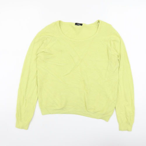 F&F Womens Green Round Neck Viscose Pullover Jumper Size 12