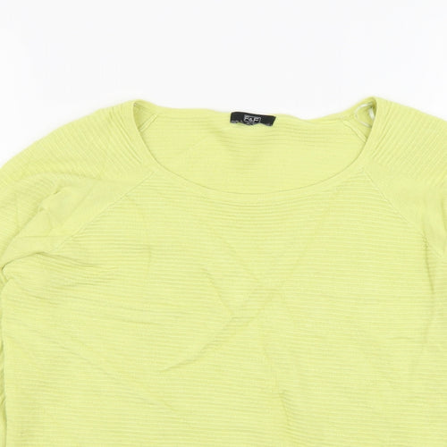 F&F Womens Green Round Neck Viscose Pullover Jumper Size 12