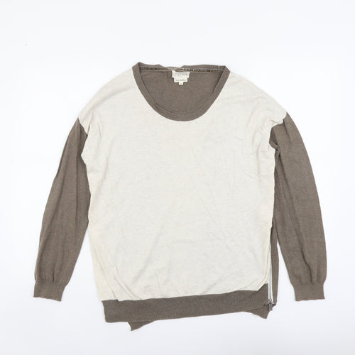 NEXT Womens Beige Round Neck Cotton Pullover Jumper Size 10