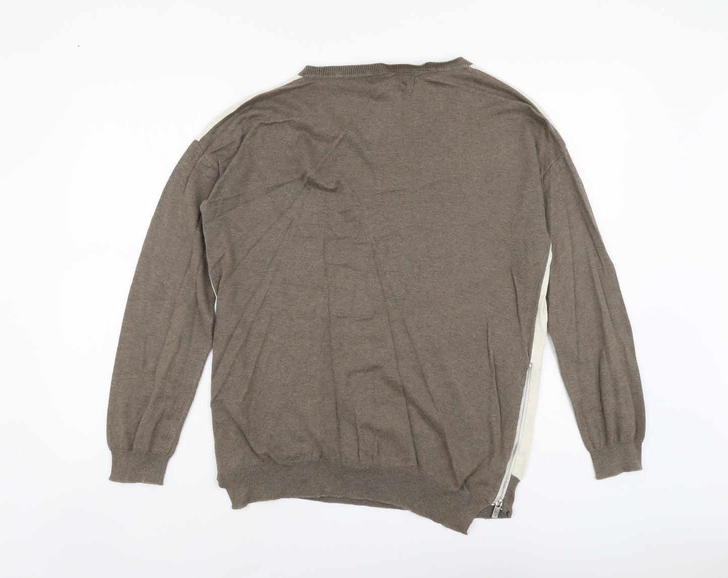 NEXT Womens Beige Round Neck Cotton Pullover Jumper Size 10