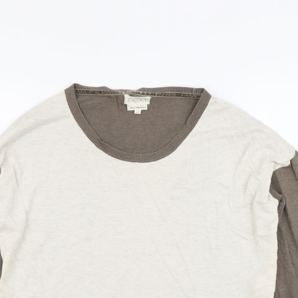 NEXT Womens Beige Round Neck Cotton Pullover Jumper Size 10