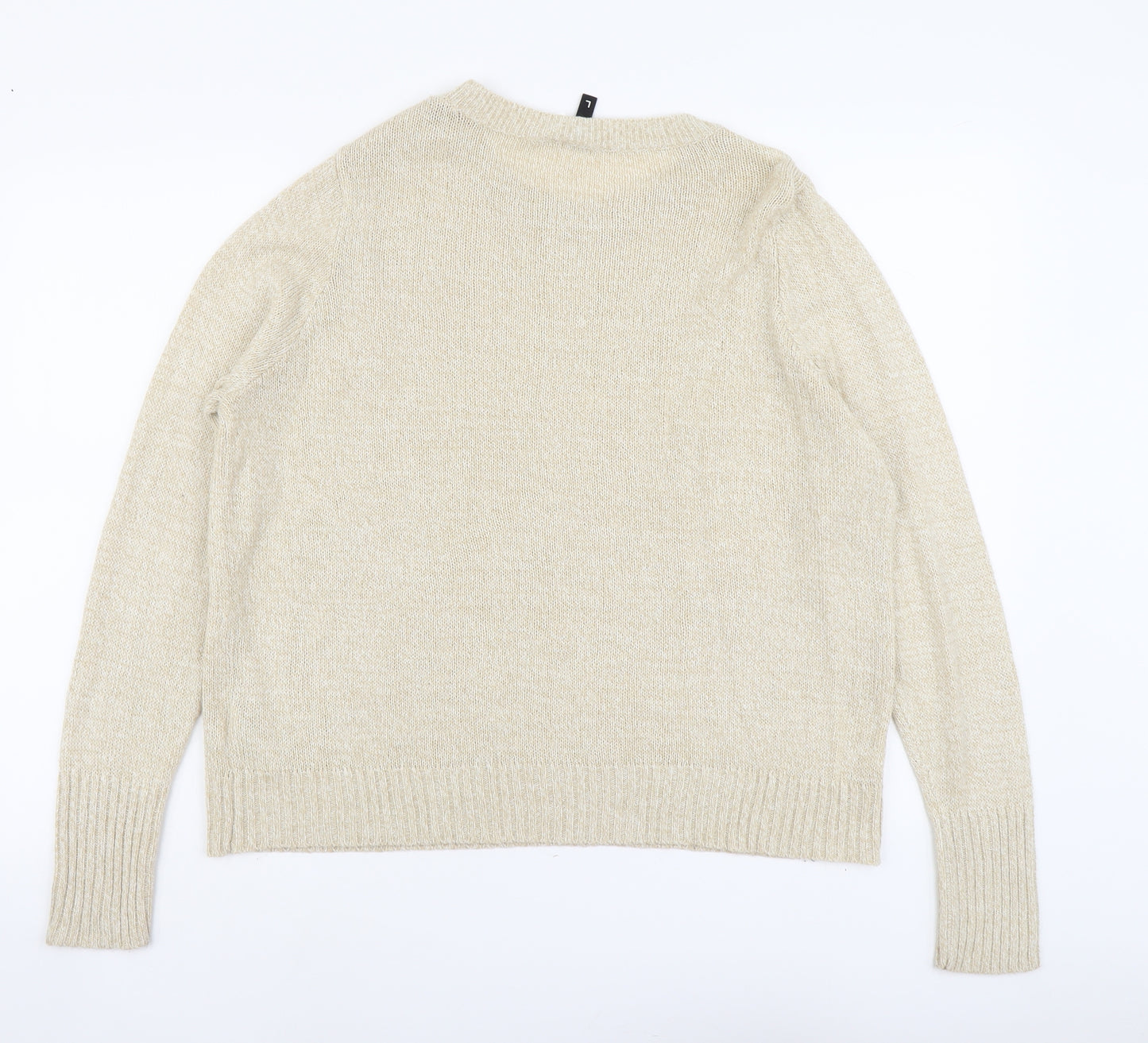 H&M Womens Beige Round Neck Acrylic Pullover Jumper Size L
