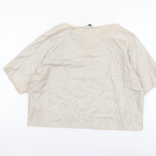 New Look Womens Beige Polyester Basic T-Shirt Size 14 Round Neck
