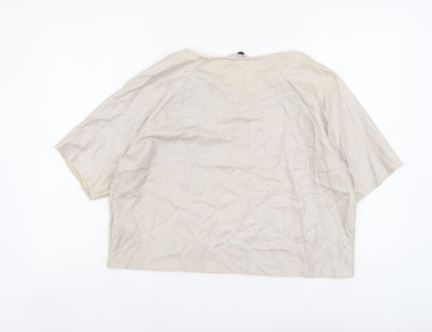 New Look Womens Beige Polyester Basic T-Shirt Size 14 Round Neck