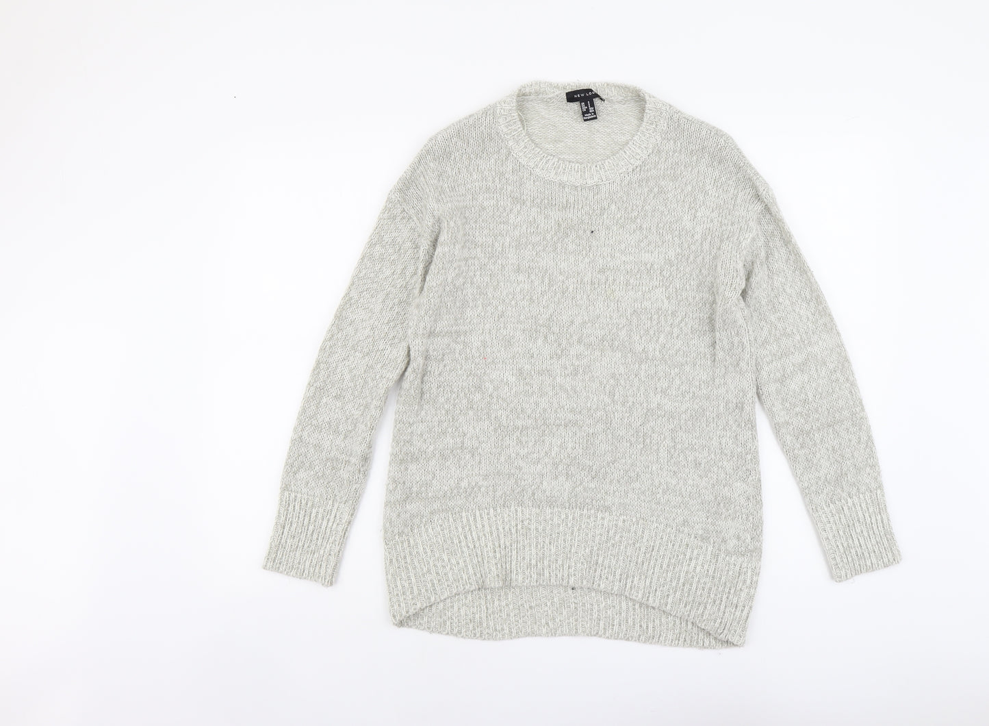 New Look Womens Grey Scoop Neck Acrylic Pullover Jumper Size S
