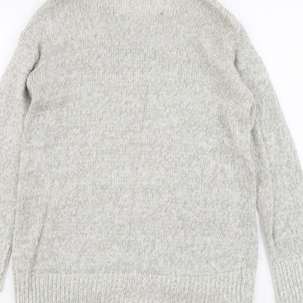 New Look Womens Grey Scoop Neck Acrylic Pullover Jumper Size S