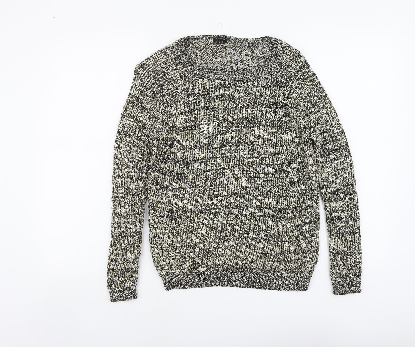 River Island Womens Black Scoop Neck Polyester Pullover Jumper Size 8