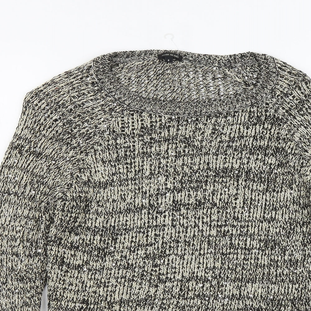 River Island Womens Black Scoop Neck Polyester Pullover Jumper Size 8