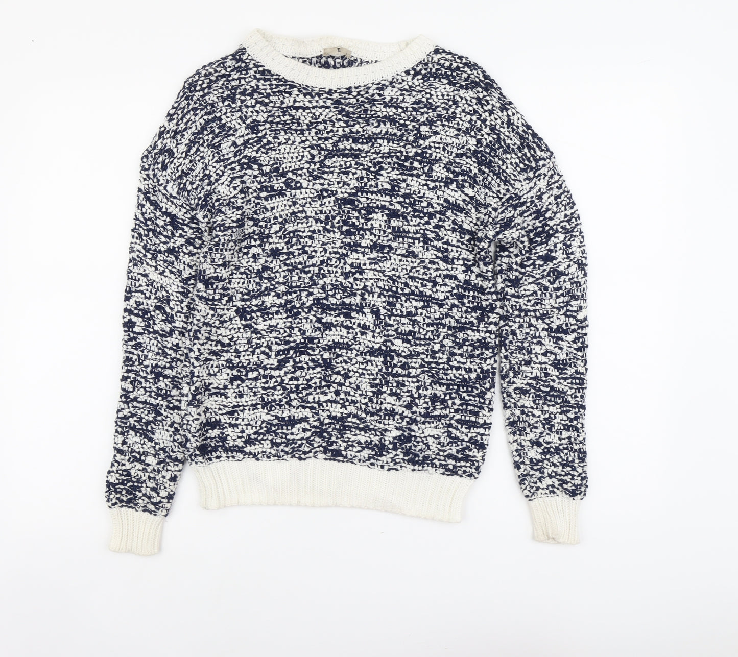 TU Womens Blue Scoop Neck Cotton Pullover Jumper Size 8