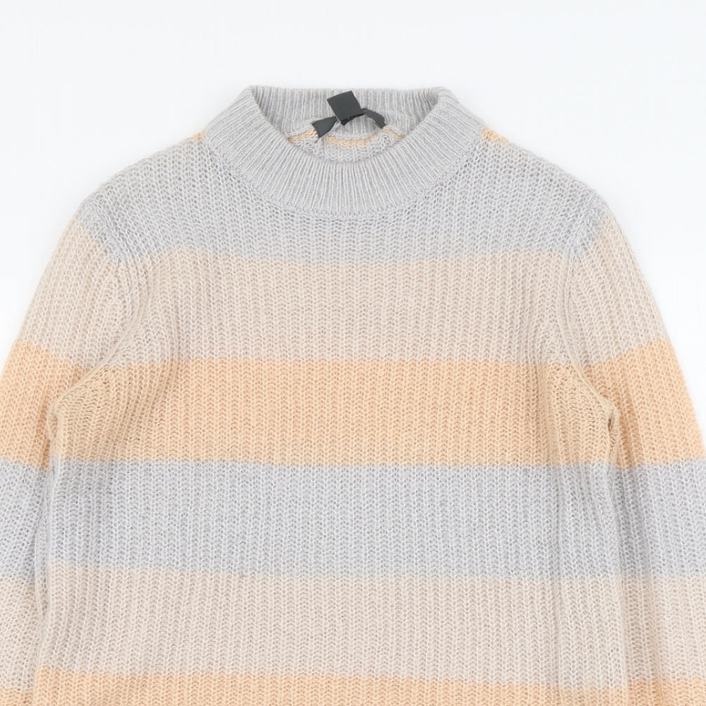 Primark Womens Multicoloured Round Neck Striped Acrylic Pullover Jumper Size XS