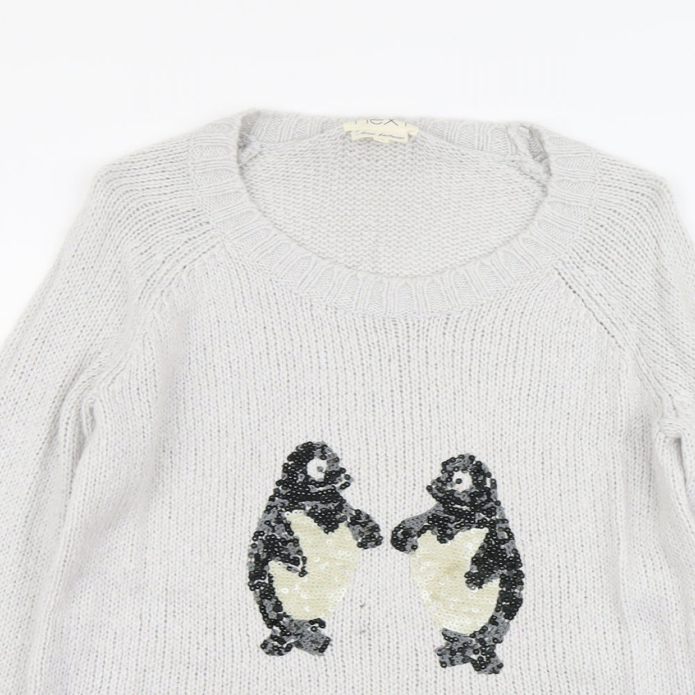 NEXT Womens Grey Scoop Neck Acrylic Pullover Jumper Size 10 - Seals