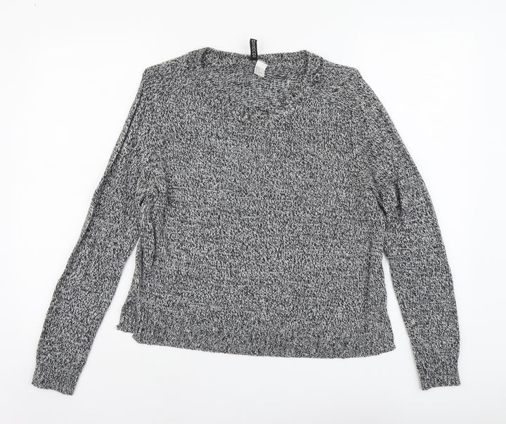 H&M Womens Grey Scoop Neck Acrylic Pullover Jumper Size M