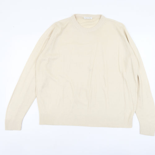 Berkertex Womens Beige Round Neck Acrylic Pullover Jumper Size 14
