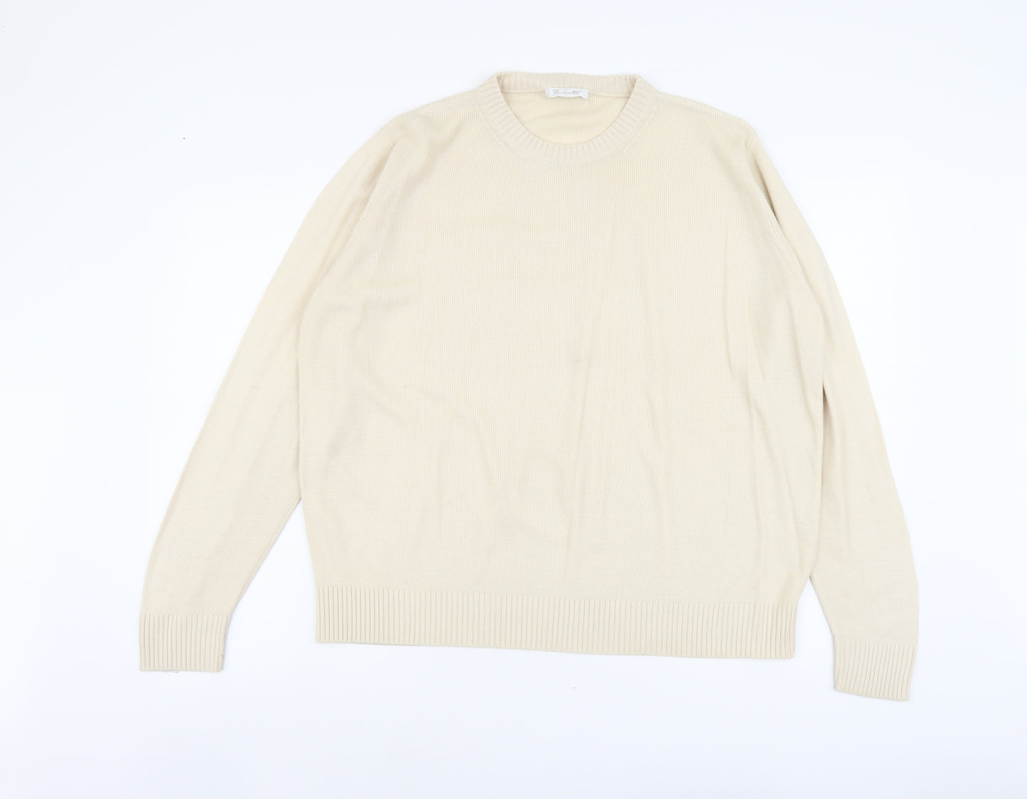 Berkertex Womens Beige Round Neck Acrylic Pullover Jumper Size 14