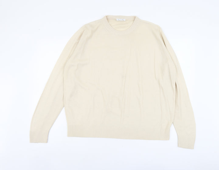 Berkertex Womens Beige Round Neck Acrylic Pullover Jumper Size 14