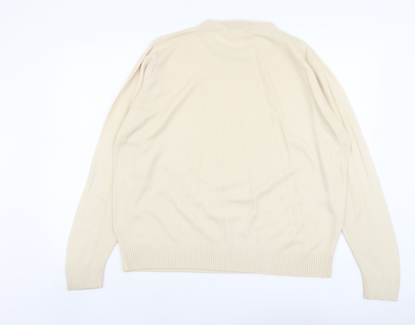 Berkertex Womens Beige Round Neck Acrylic Pullover Jumper Size 14