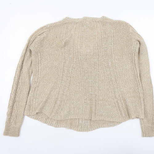 NEXT Womens Beige V-Neck Acrylic Pullover Jumper Size S