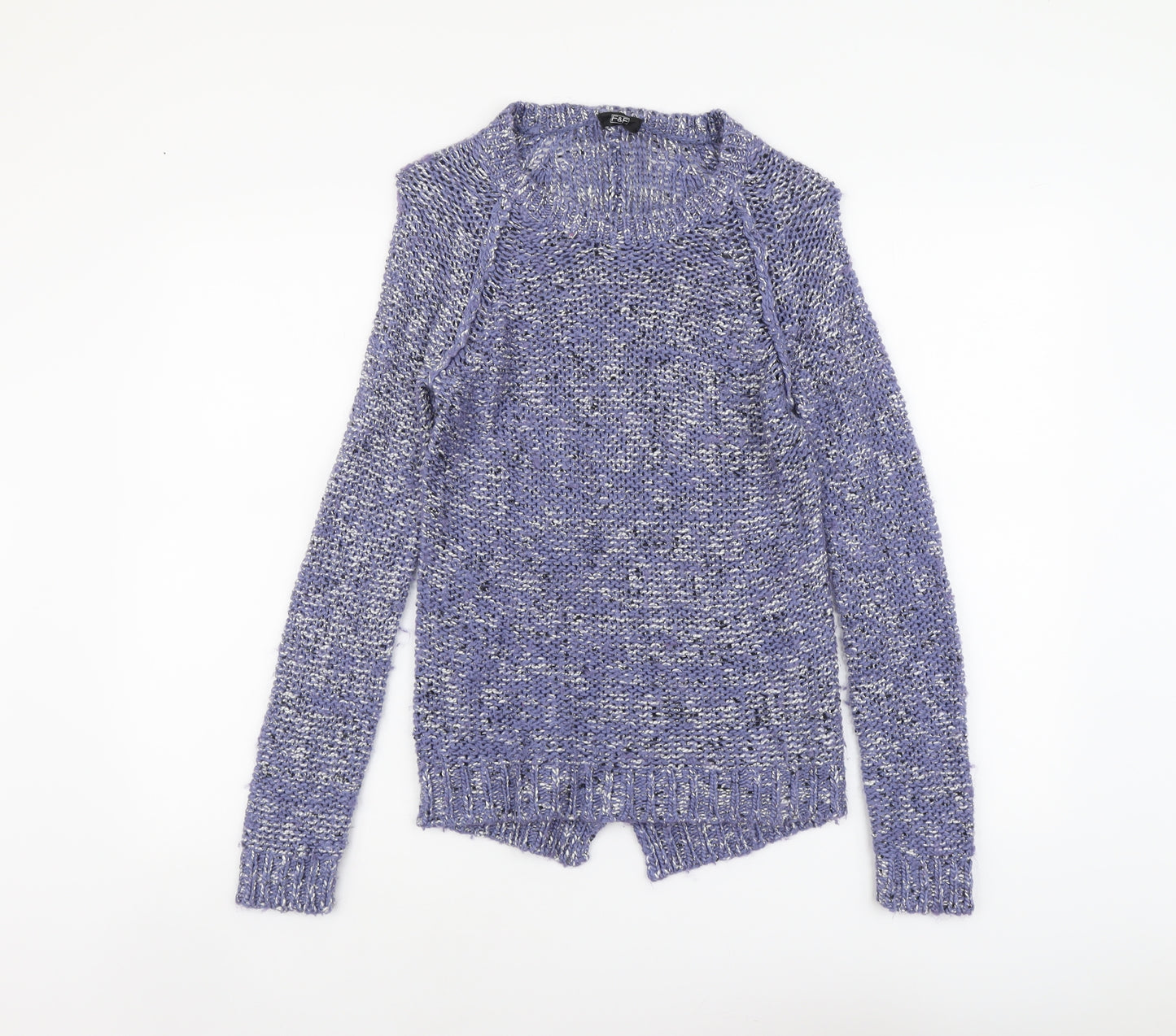 F&F Womens Blue Scoop Neck Acrylic Pullover Jumper Size 8