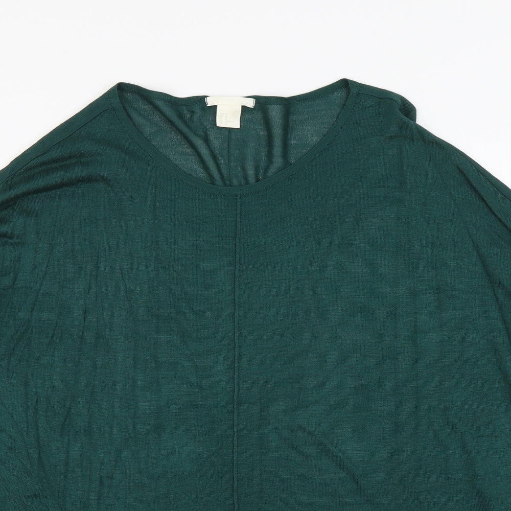 H&M Womens Green Scoop Neck Acrylic Pullover Jumper Size M