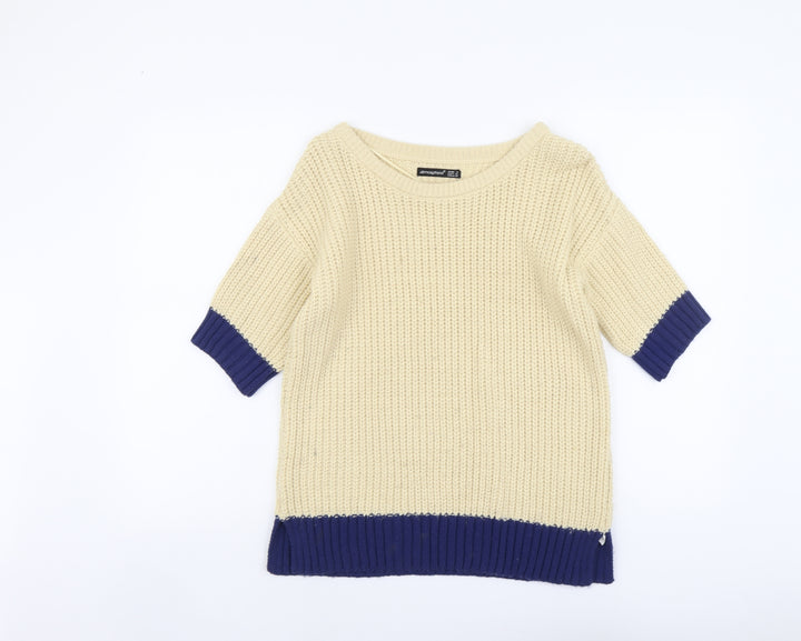 Atmosphere Womens Beige Scoop Neck Acrylic Pullover Jumper Size 6