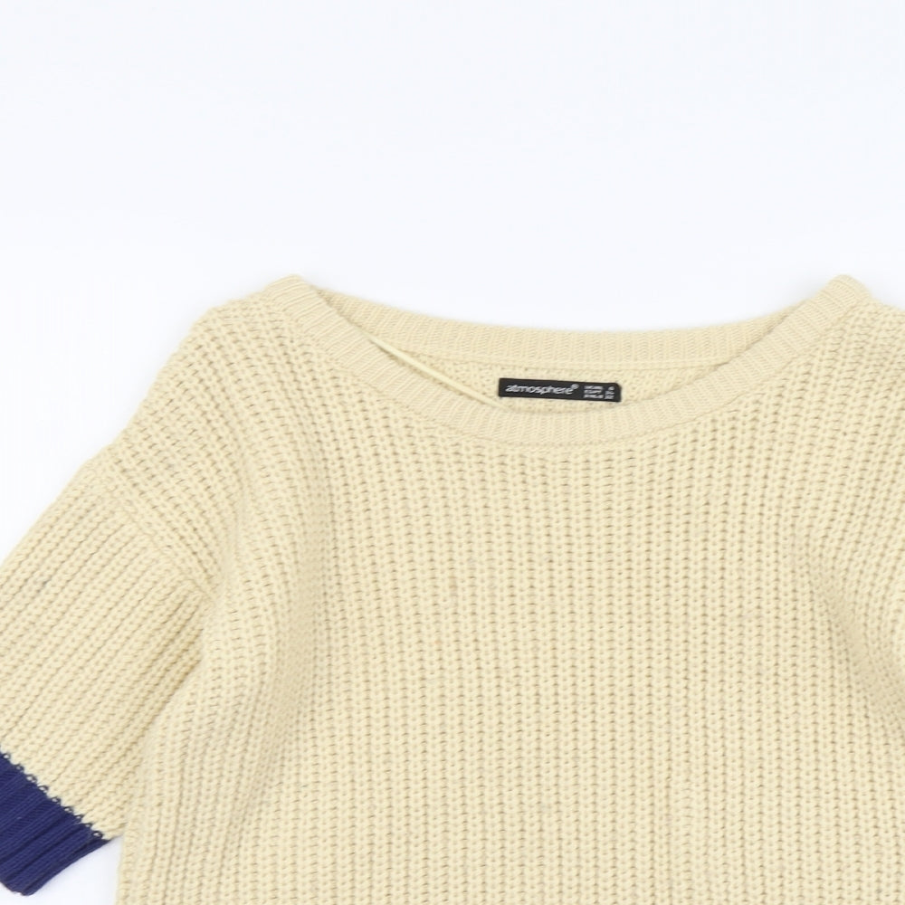 Atmosphere Womens Beige Scoop Neck Acrylic Pullover Jumper Size 6