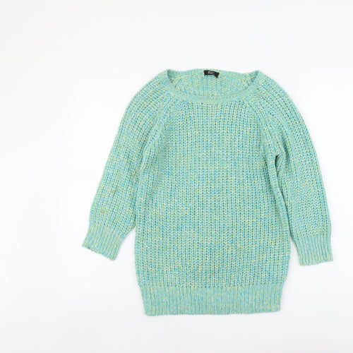F&F Womens Green Scoop Neck Acrylic Pullover Jumper Size 6
