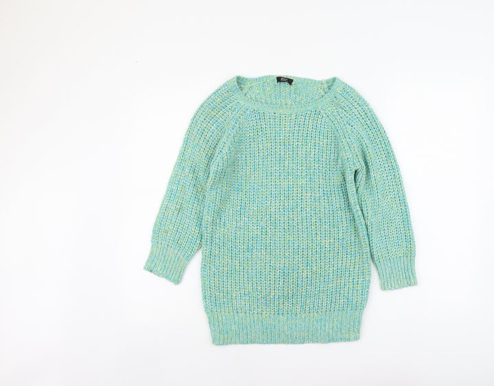 F&F Womens Green Scoop Neck Acrylic Pullover Jumper Size 6
