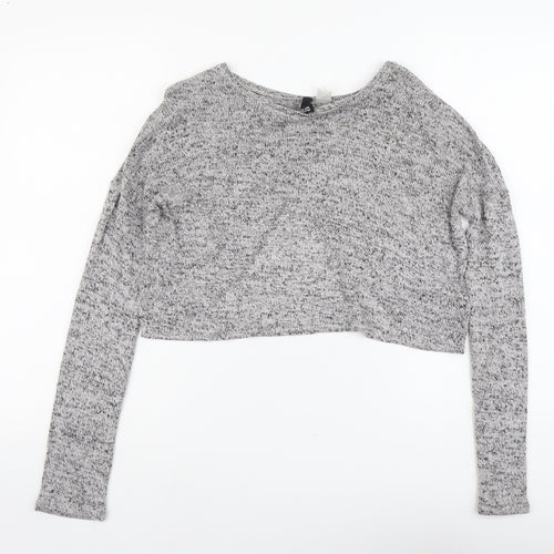 H&M Womens Grey Scoop Neck Viscose Pullover Jumper Size S
