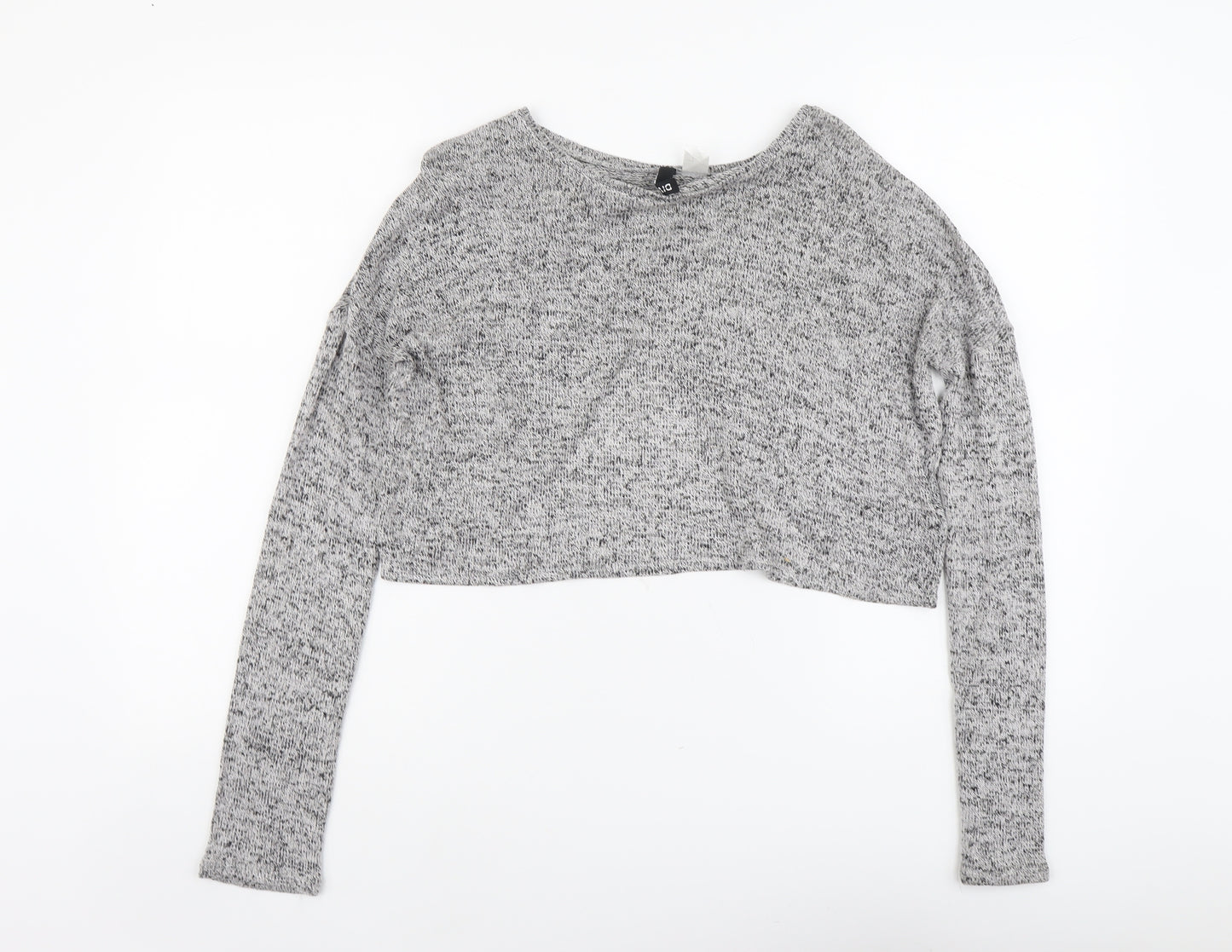H&M Womens Grey Scoop Neck Viscose Pullover Jumper Size S