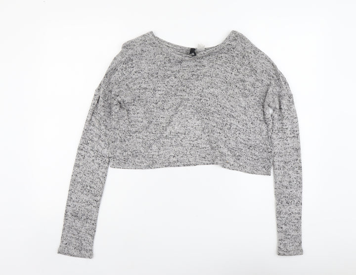 H&M Womens Grey Scoop Neck Viscose Pullover Jumper Size S