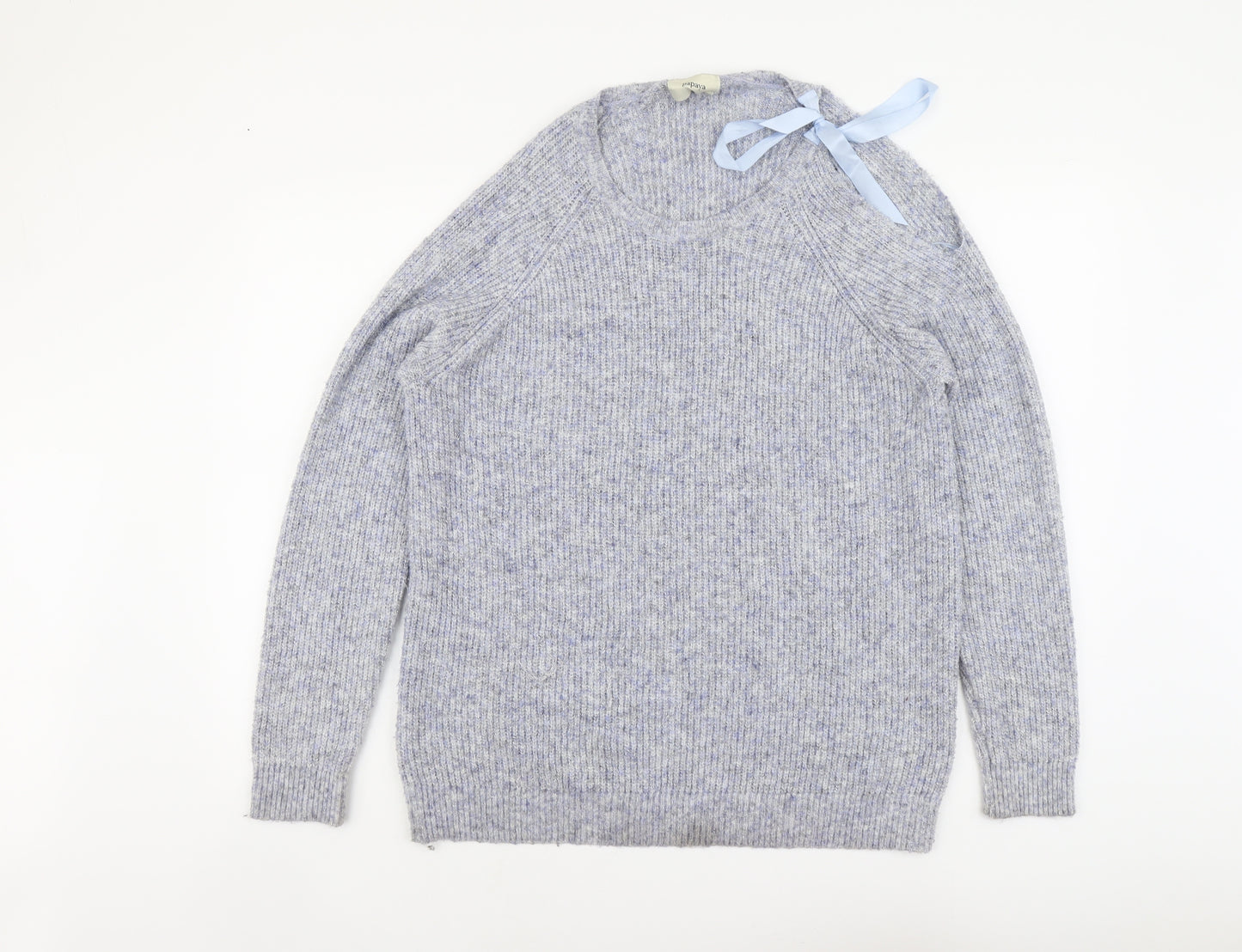 Papaya Womens Blue Round Neck Acrylic Pullover Jumper Size L