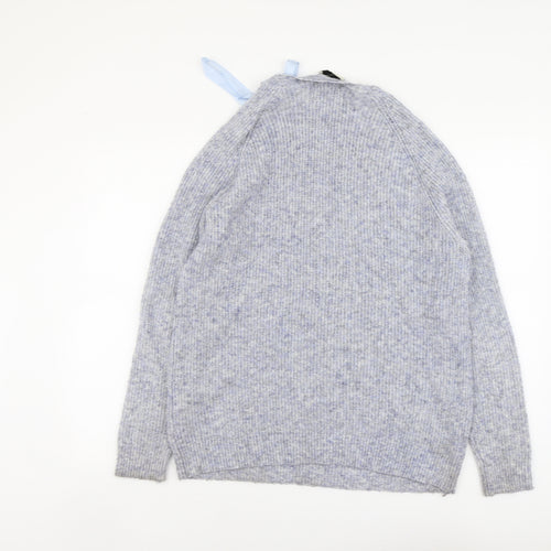 Papaya Womens Blue Round Neck Acrylic Pullover Jumper Size L