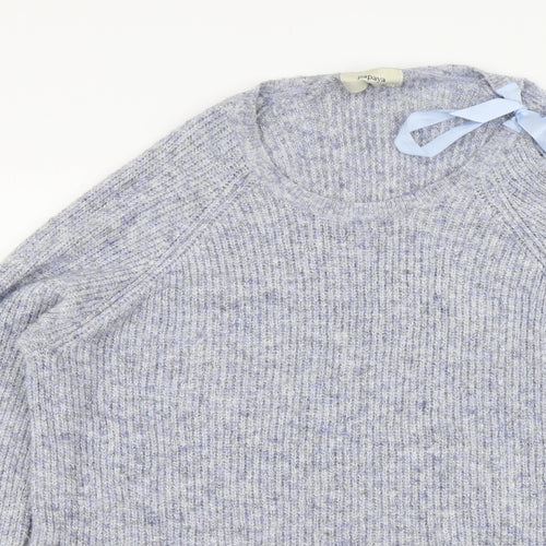 Papaya Womens Blue Round Neck Acrylic Pullover Jumper Size L
