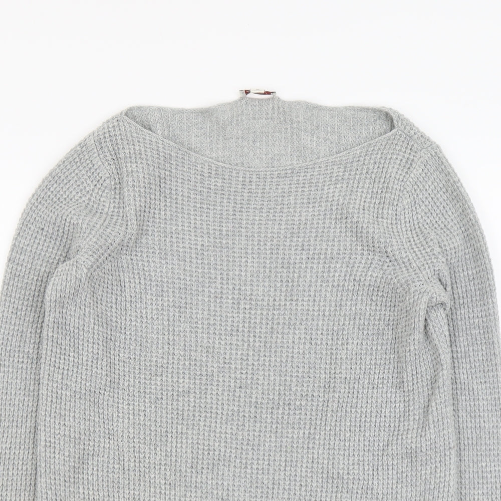 Gap Womens Grey Scoop Neck Nylon Pullover Jumper Size S